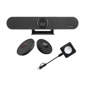 BYOM-lösning med tre produkter: Solvedit Videobar S1, BYOM S1 och M702 S1 – för smarta och flexibla videomöten med högkvalitativ bild och ljud
